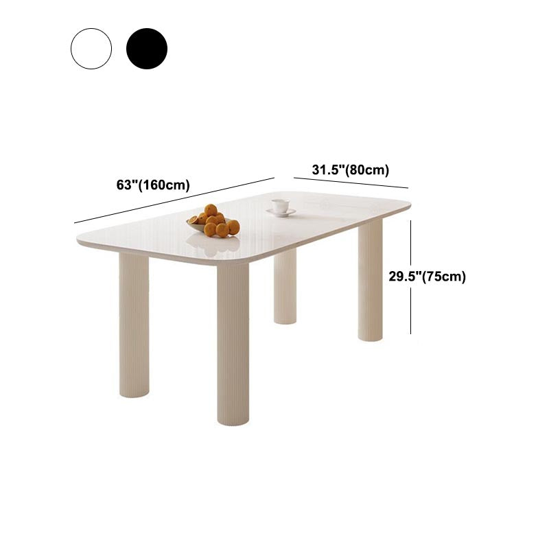 Modern Rectangle Dining Room Collection Stone and Wood Fixed Dinner Table Clearhalo 'Dining Tables & Seating' 'Dining Tables' 'dining_table' 'furn' 'furn_dining_table' 'Furniture' 'Kitchen & Dining Furniture' 5563331