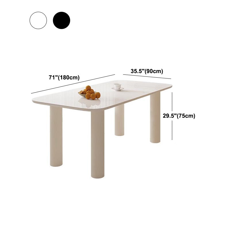 Modern Rectangle Dining Room Collection Stone and Wood Fixed Dinner Table Clearhalo 'Dining Tables & Seating' 'Dining Tables' 'dining_table' 'furn' 'furn_dining_table' 'Furniture' 'Kitchen & Dining Furniture' 5563332