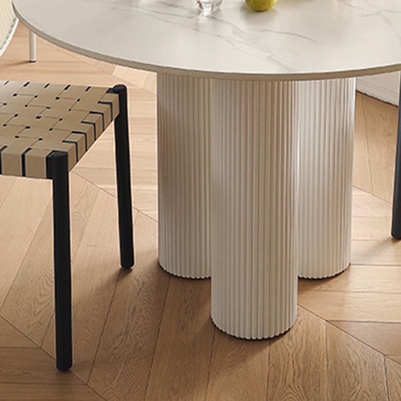 Table de salle à manger ronde Table de cuisine fixe blanche contemporaine