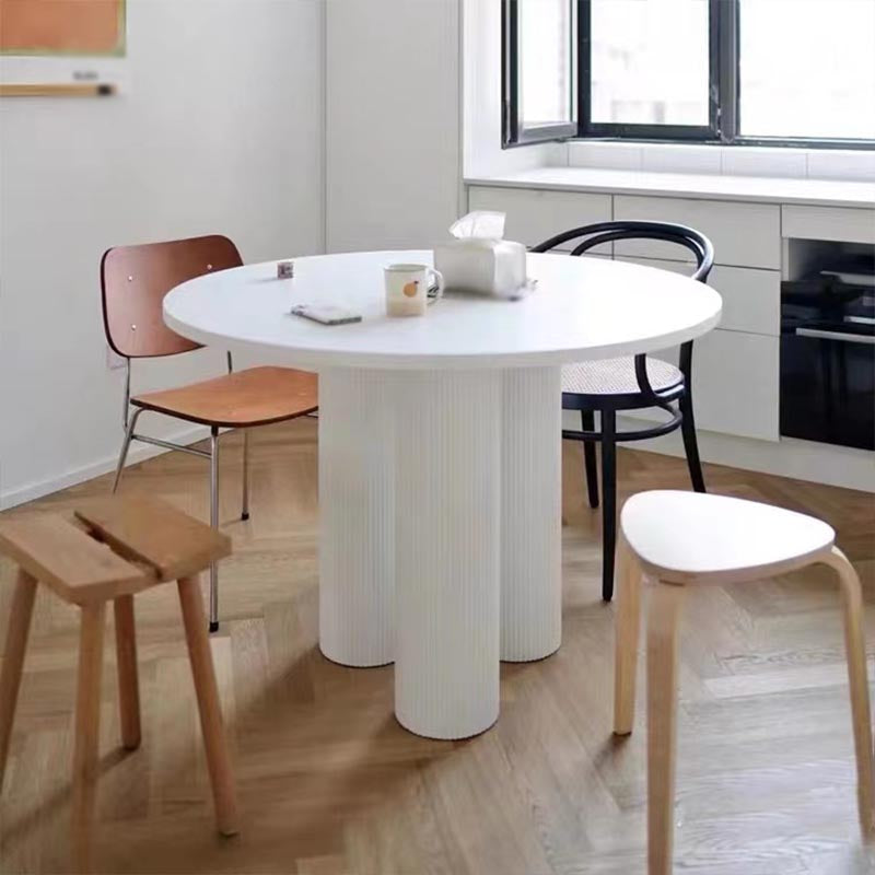 Table de salle à manger ronde Table de cuisine fixe blanche contemporaine