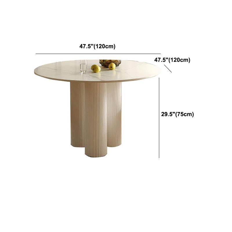 Table de salle à manger ronde Table de cuisine fixe blanche contemporaine