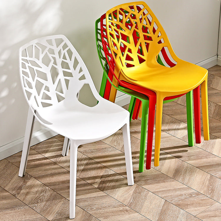 Contemporary Dining Chairs Armless Chair with Plastic Legs for Home