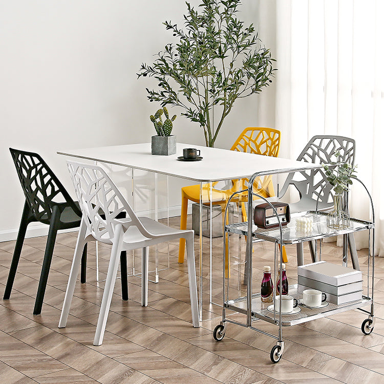 Contemporary Dining Chairs Armless Chair with Plastic Legs for Home