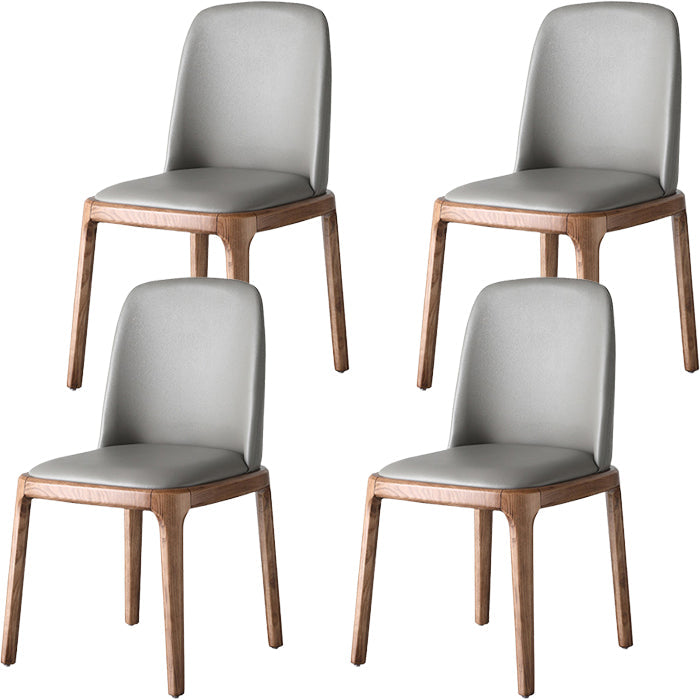Scandinavian Armless Dining Chairs Ash Wood Frame Chair with Upholstered