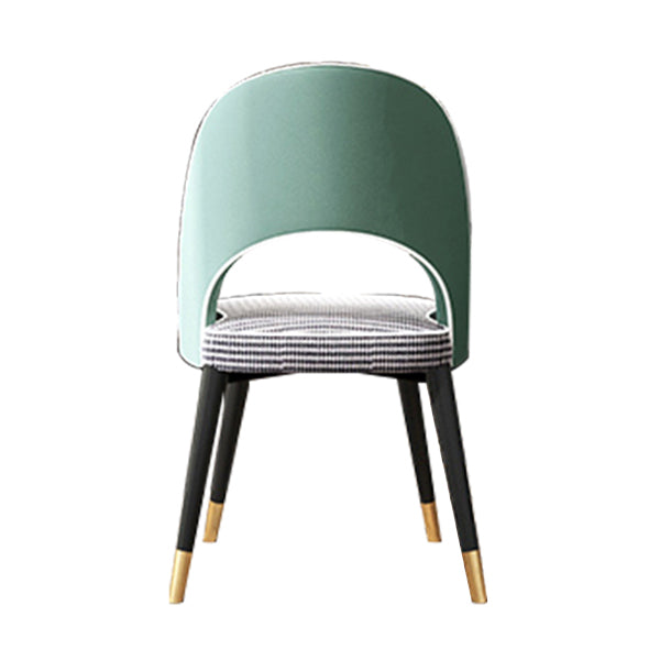 Open Back Dining Side Chair Faux Leather and Wood Armless Dining Chairs