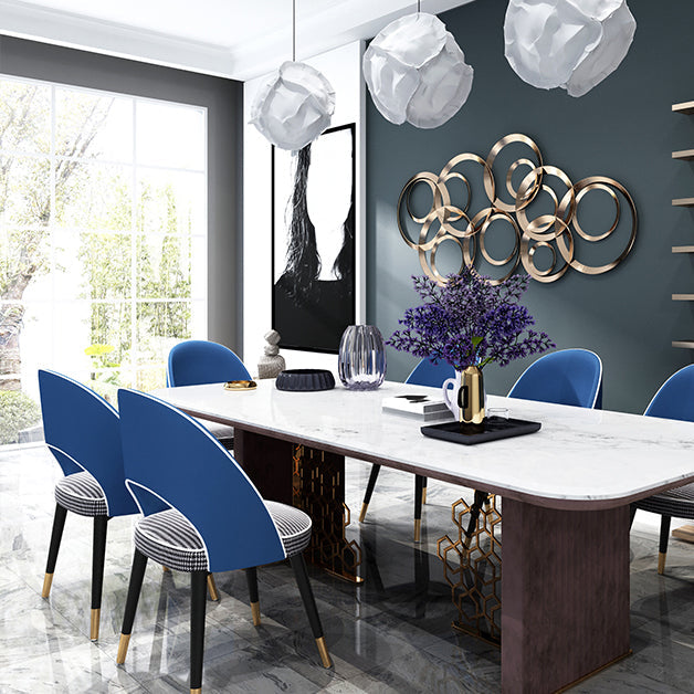 Open Back Dining Side Chair Faux Leather and Wood Armless Dining Chairs