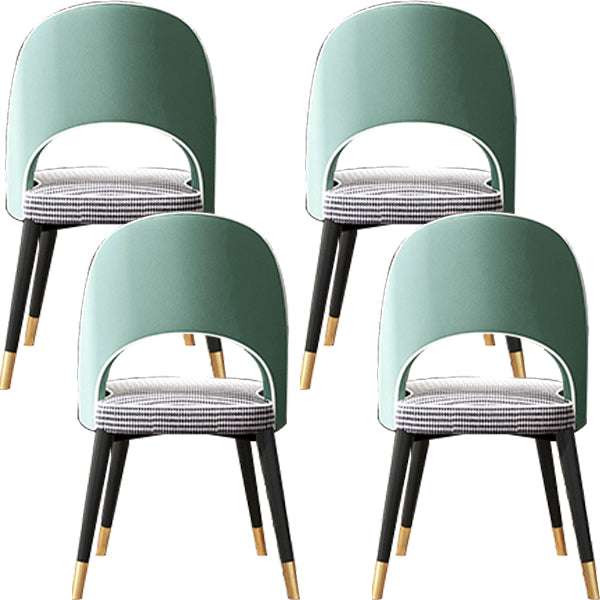 Open Back Dining Side Chair Faux Leather and Wood Armless Dining Chairs