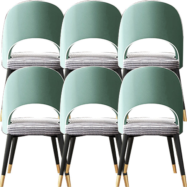 Open Back Dining Side Chair Faux Leather and Wood Armless Dining Chairs