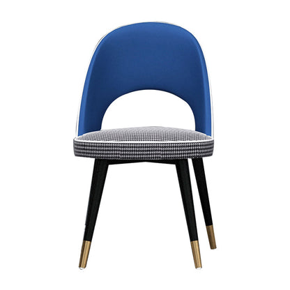 Open Back Dining Side Chair Faux Leather and Wood Armless Dining Chairs