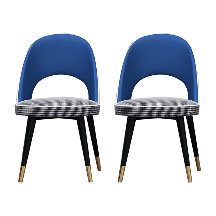 Open Back Dining Side Chair Faux Leather and Wood Armless Dining Chairs