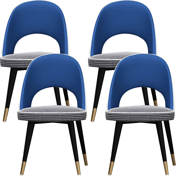 Open Back Dining Side Chair Faux Leather and Wood Armless Dining Chairs