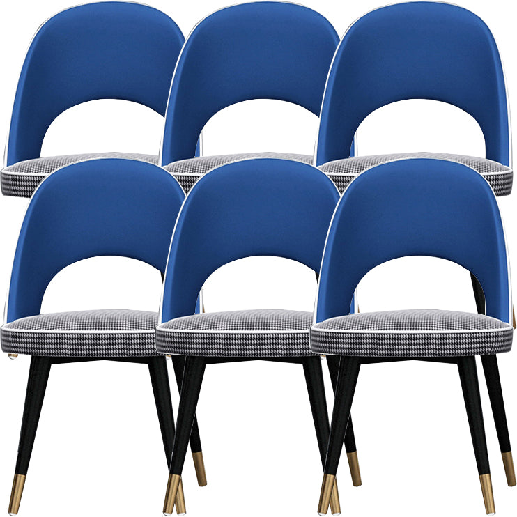 Open Back Dining Side Chair Faux Leather and Wood Armless Dining Chairs