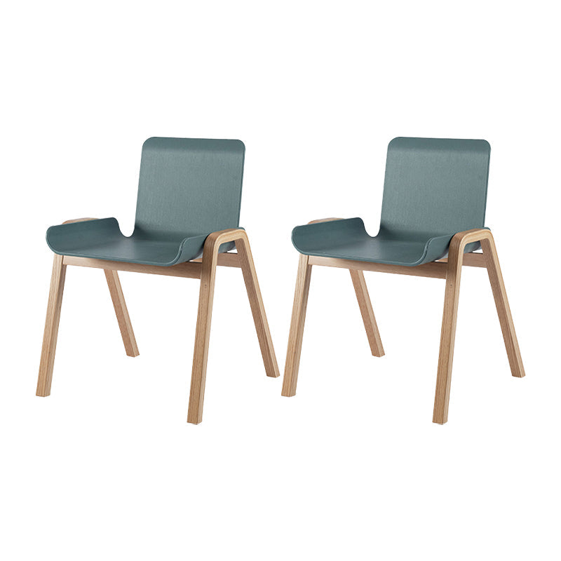 Contemporary Dining Plastic Chairs Armless Chair with Wood Legs for Home