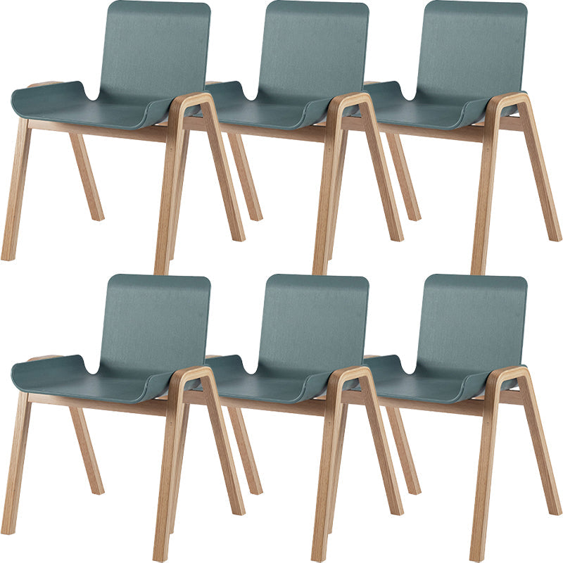 Contemporary Dining Plastic Chairs Armless Chair with Wood Legs for Home