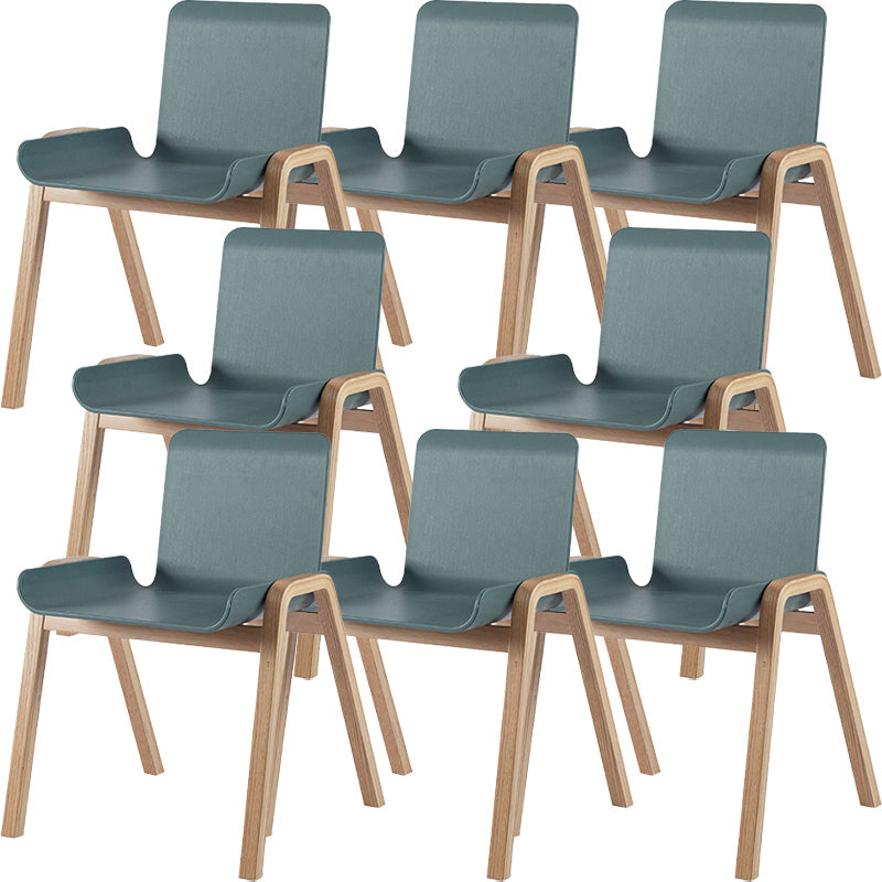 Contemporary Dining Plastic Chairs Armless Chair with Wood Legs for Home