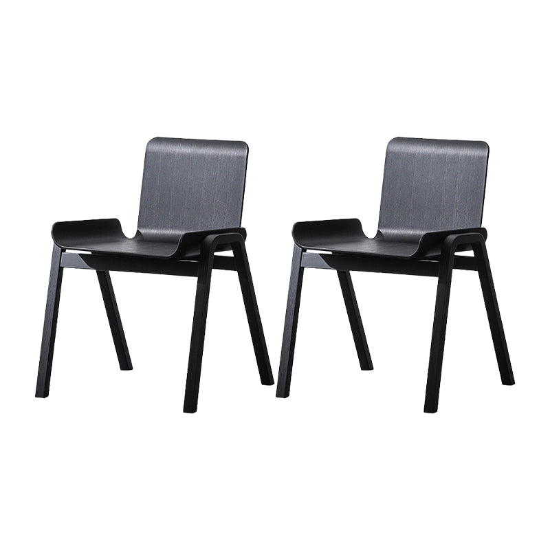 Contemporary Dining Plastic Chairs Armless Chair with Wood Legs for Home