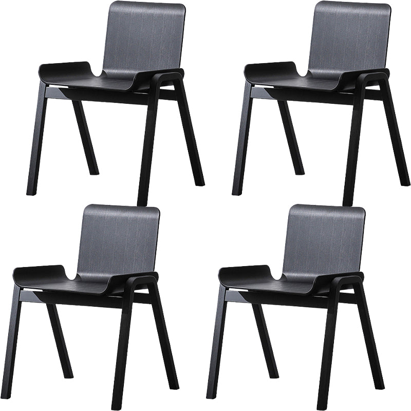 Contemporary Dining Plastic Chairs Armless Chair with Wood Legs for Home