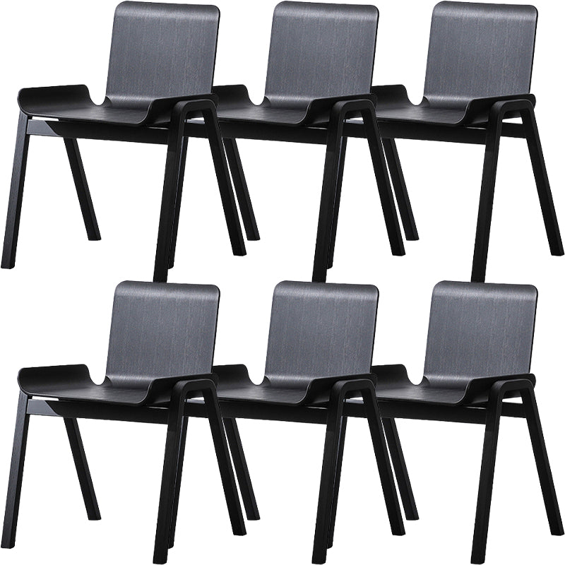 Contemporary Dining Plastic Chairs Armless Chair with Wood Legs for Home