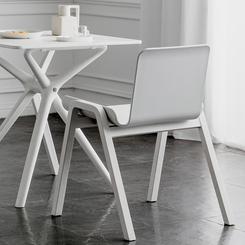 Contemporary Dining Plastic Chairs Armless Chair with Wood Legs for Home