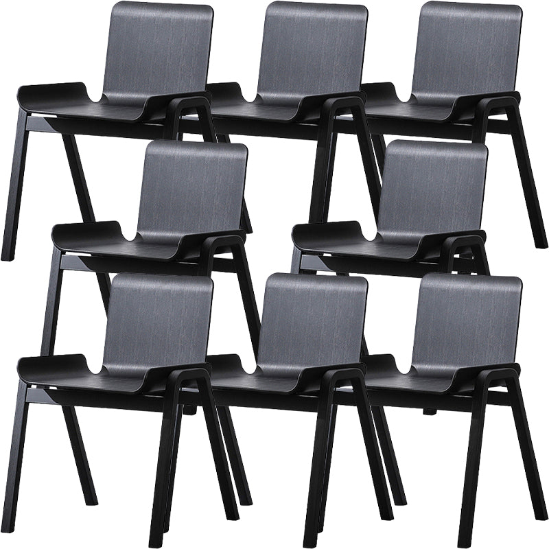 Contemporary Dining Plastic Chairs Armless Chair with Wood Legs for Home