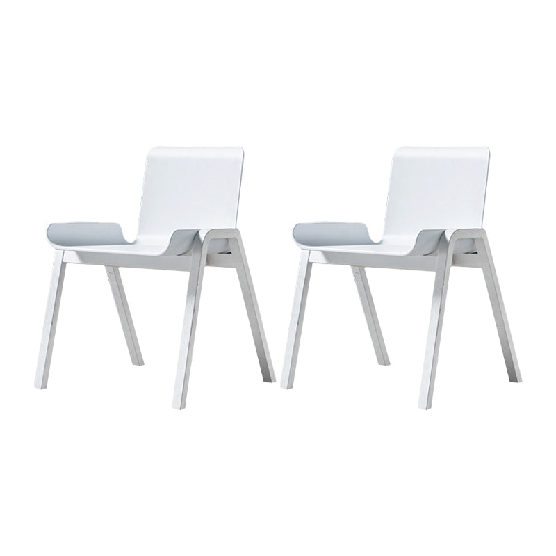 Contemporary Dining Plastic Chairs Armless Chair with Wood Legs for Home