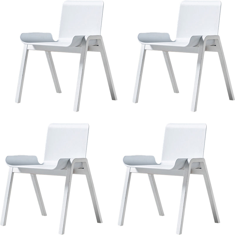 Contemporary Dining Plastic Chairs Armless Chair with Wood Legs for Home