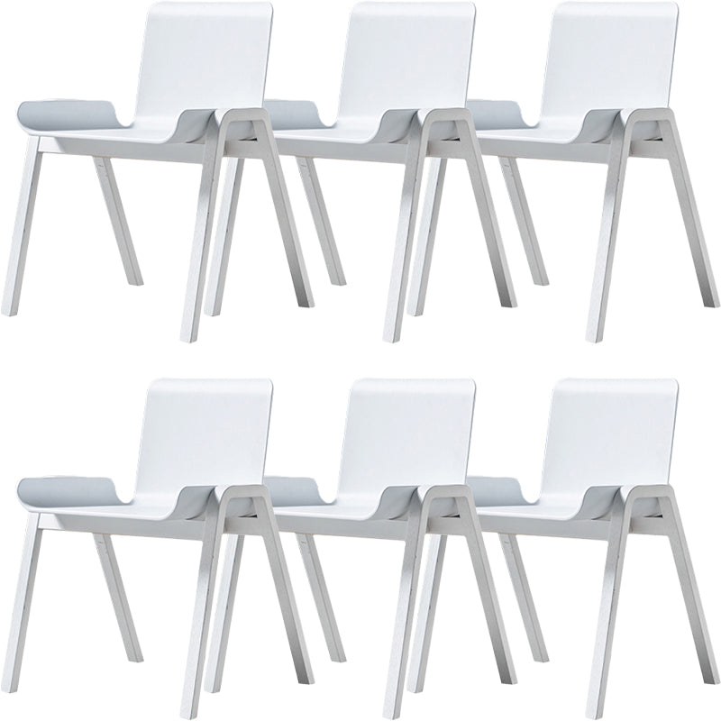 Contemporary Dining Plastic Chairs Armless Chair with Wood Legs for Home