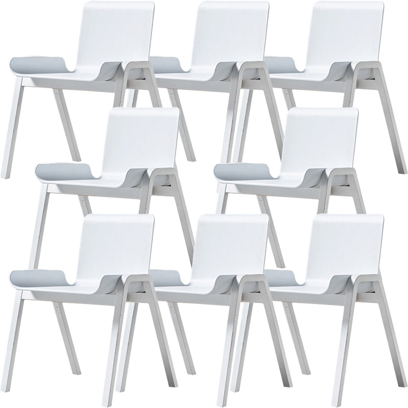 Contemporary Dining Plastic Chairs Armless Chair with Wood Legs for Home