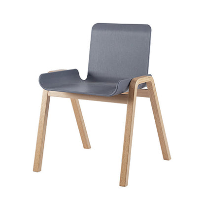 Contemporary Dining Plastic Chairs Armless Chair with Wood Legs for Home