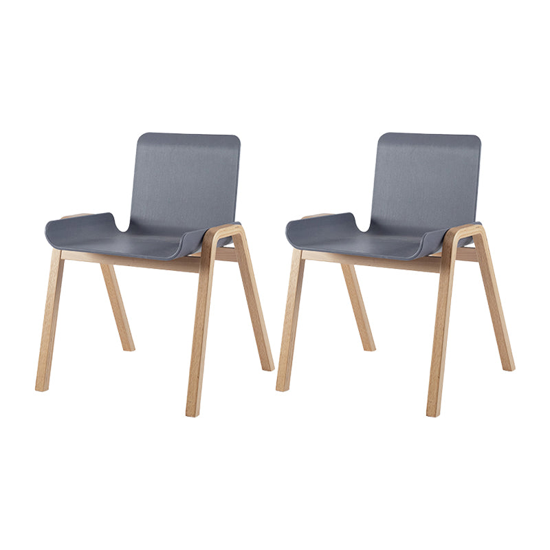 Contemporary Dining Plastic Chairs Armless Chair with Wood Legs for Home
