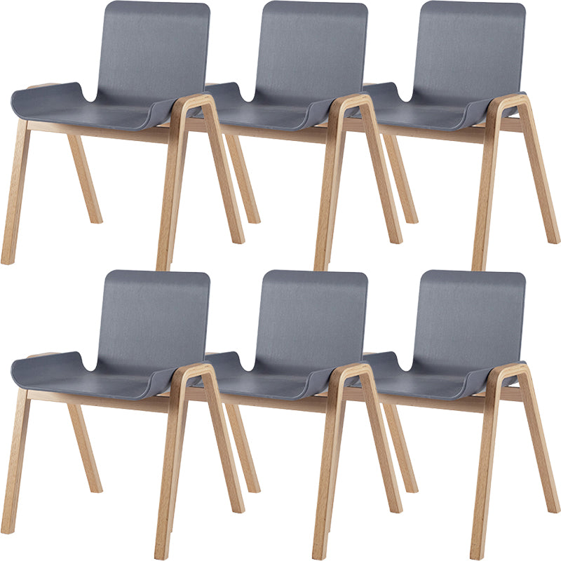 Contemporary Dining Plastic Chairs Armless Chair with Wood Legs for Home