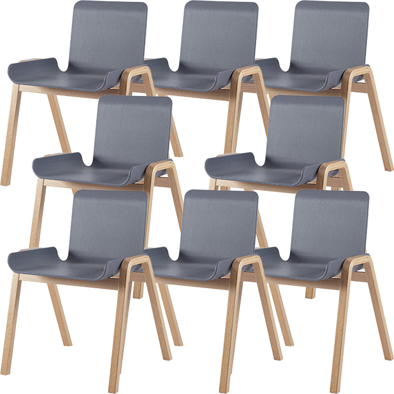 Contemporary Dining Plastic Chairs Armless Chair with Wood Legs for Home