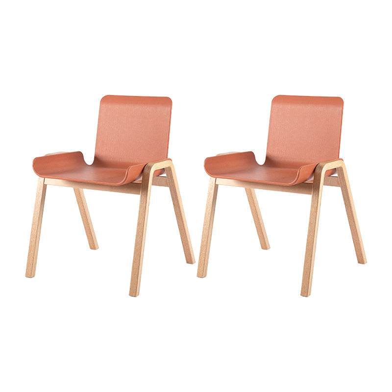 Contemporary Dining Plastic Chairs Armless Chair with Wood Legs for Home