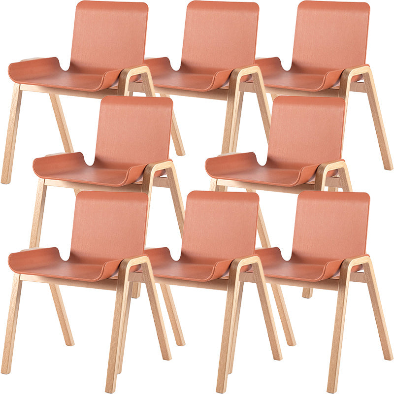 Contemporary Dining Plastic Chairs Armless Chair with Wood Legs for Home