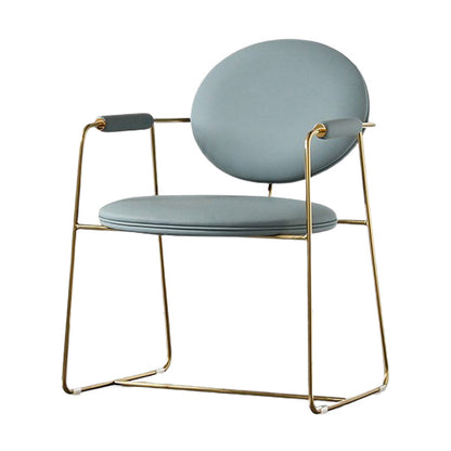 Ovaal eetstoel stoel faux leer en metalen eetkamerstoel