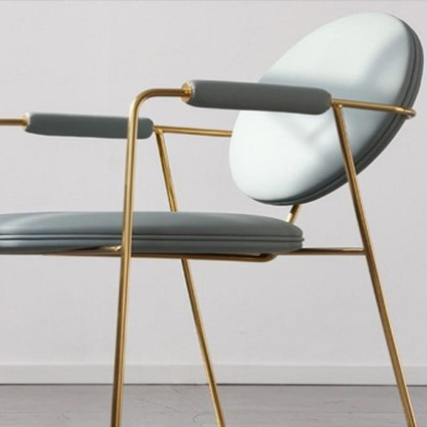 Ovaal eetstoel stoel faux leer en metalen eetkamerstoel