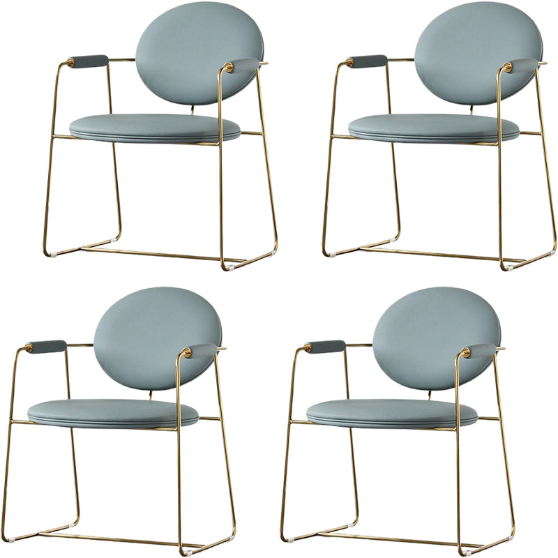 Ovaal eetstoel stoel faux leer en metalen eetkamerstoel