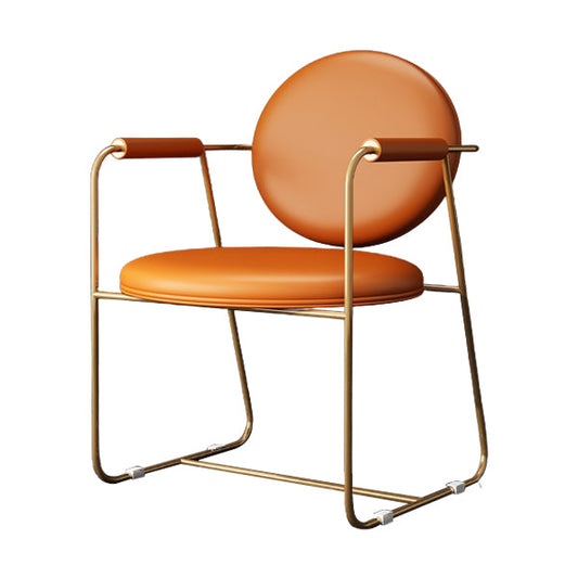 Chaise de bras à manger ovale fausse cuir et chaise de salle à manger en métal