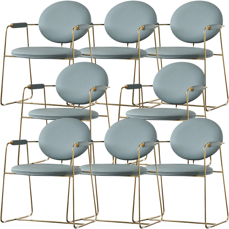 Ovaal eetstoel stoel faux leer en metalen eetkamerstoel