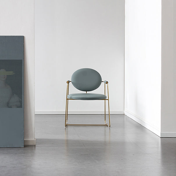 Ovaal eetstoel stoel faux leer en metalen eetkamerstoel