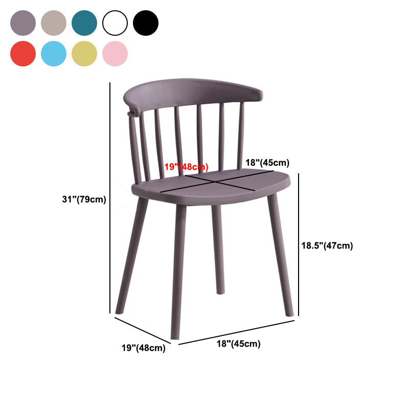 Sillas sin brazo de silla de comedor de estilo contemporáneo con patas de plástico para el hogar