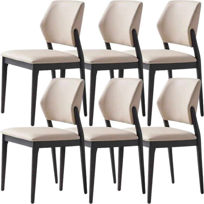 Contemporary Side Dining Chairs Open Back Dining Room Chair for Home Khaki-Black 6 Piece Set Clearhalo 'Dining Chairs' 'Dining Tables & Seating' 'dining_chair' 'furn' 'furn_dining_chair' 'Furniture' 'Kitchen & Dining Furniture' 5563878