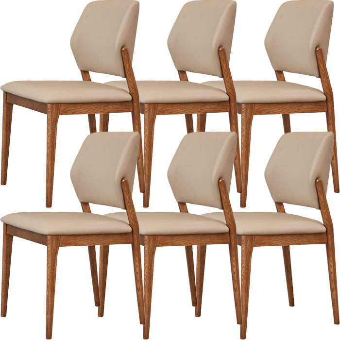 Contemporary Side Dining Chairs Open Back Dining Room Chair for Home Brown-Khaki 6 Piece Set Clearhalo 'Dining Chairs' 'Dining Tables & Seating' 'dining_chair' 'furn' 'furn_dining_chair' 'Furniture' 'Kitchen & Dining Furniture' 5563887