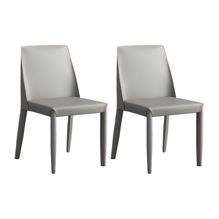 Faux Leather Armless Dining Chairs Contemporary Side Chair Set