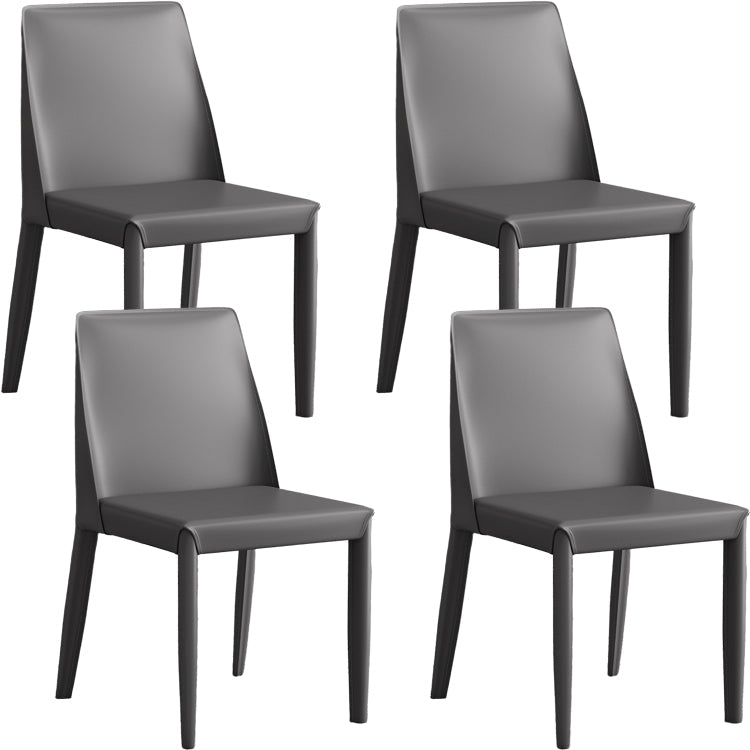 Faux Leather Armless Dining Chairs Contemporary Side Chair Set
