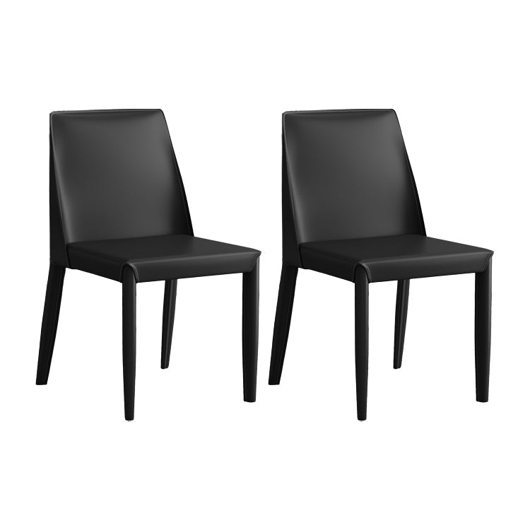 Faux Leather Armless Dining Chairs Contemporary Side Chair Set