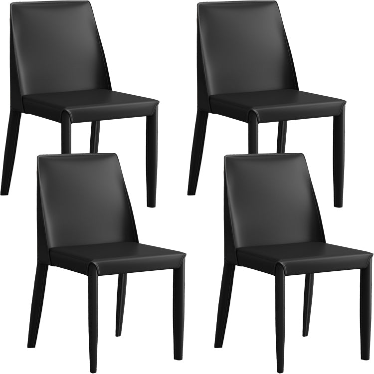 Faux Leather Armless Dining Chairs Contemporary Side Chair Set