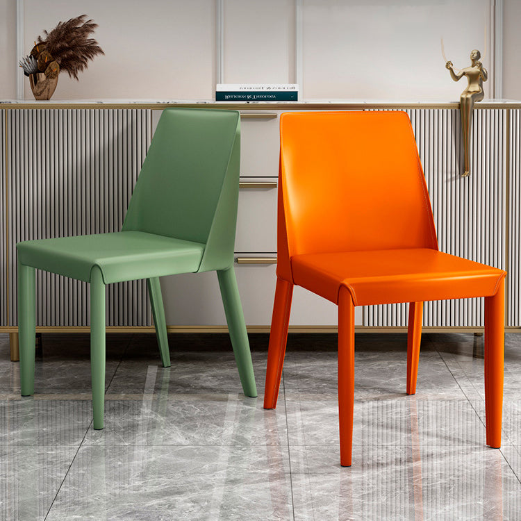 Faux Leather Armless Dining Chairs Contemporary Side Chair Set