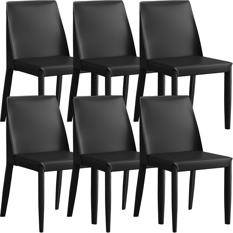 Faux Leather Armless Dining Chairs Contemporary Side Chair Set