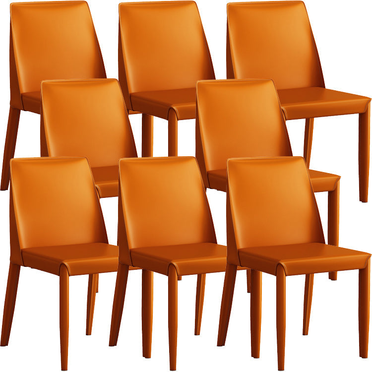Faux Leather Armless Dining Chairs Contemporary Side Chair Set
